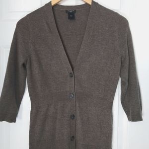 Ann Taylor cardigan 3/4 sleeve petite small heathered brown